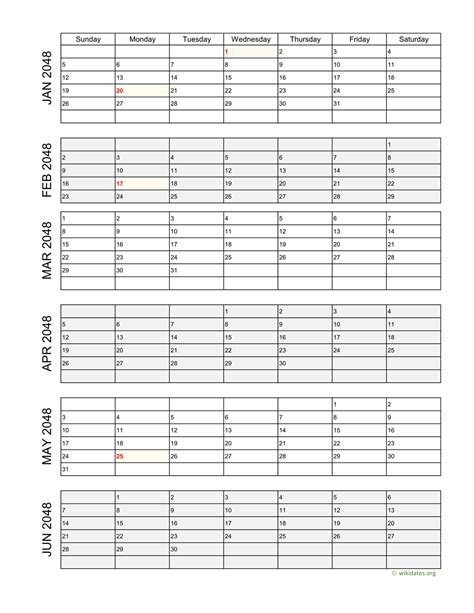 Printable 2048 Calendar