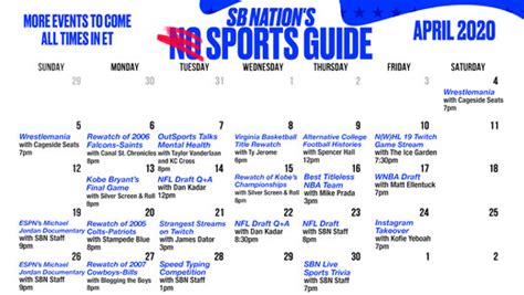Your Alternative April 2020 Sports Calendar