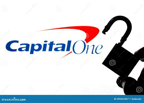 Capital One Bank Logo On The Screen In A Main Focus And A Blurred
