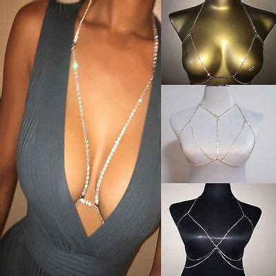 Stylish Women Shiny Crystal Rhinestone Bra Chest Body Chain Bikini Jewelry Lenceria Joyeria