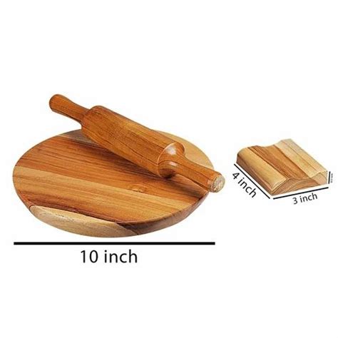Brown Wooden Rolling Pin Board Set For Making Chapatis Size 267 X