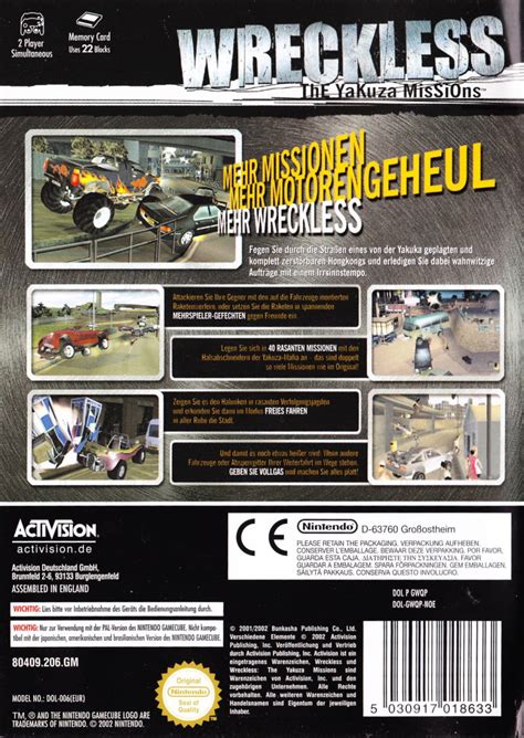 Wreckless The Yakuza Missions 2002 Gamecube Box Cover Art Mobygames