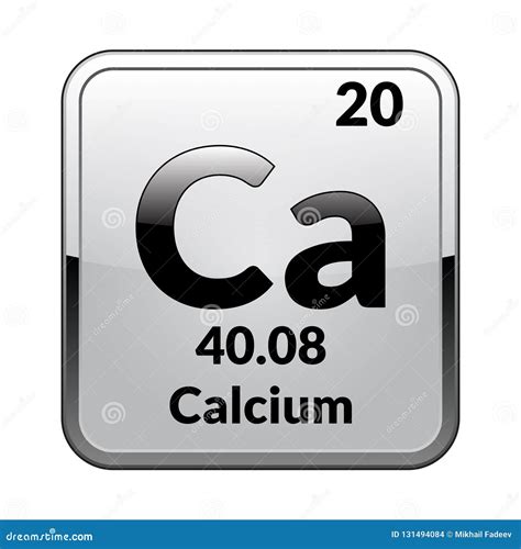 Calcium Symbolchemical Element Of The Periodic Table On A Glossy White