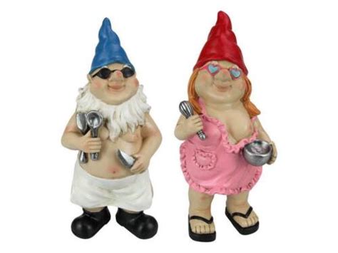 Garden Gnome Naked Nude Gnomes Cooking Naughty Gnome Statue Kitchen 2 X 27cm Ebay