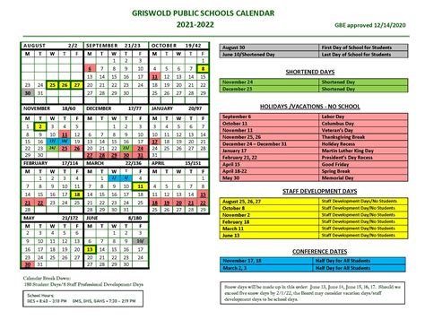 griswold public schools calendar 2024 2025
