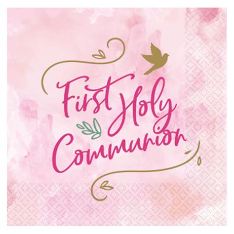 Pink First Holy Communion Luncheon Napkins 33cm 12 Pkg16 Amscan