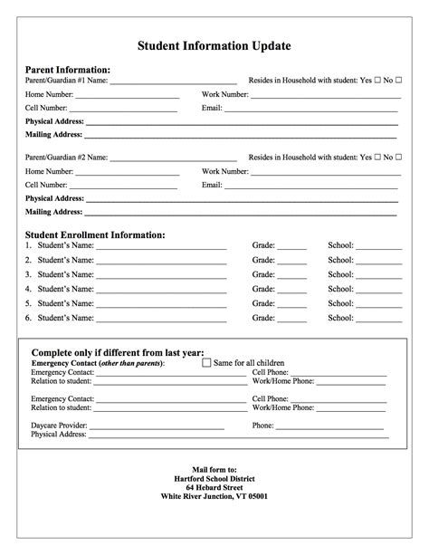 Student Registration Forms Word Excel Templates