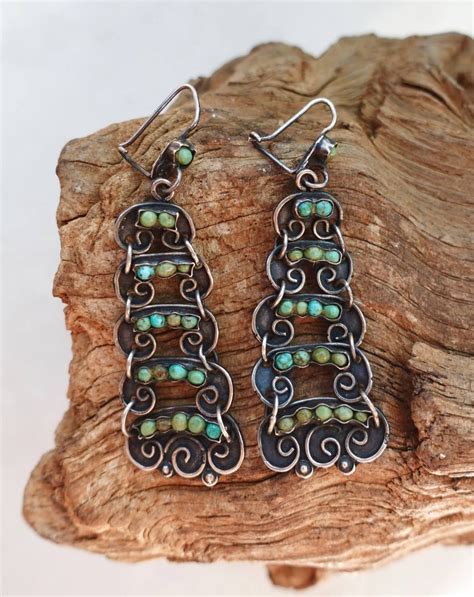 Matl Style Turquoise Chandelier Earrings Vintage Mexico Etsy
