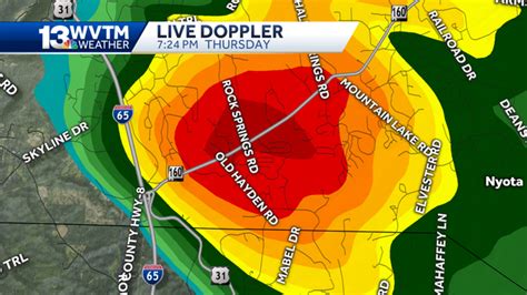 Wvtm 13 Live Doppler Radar Shows Storm That Caused Tent Collapse In