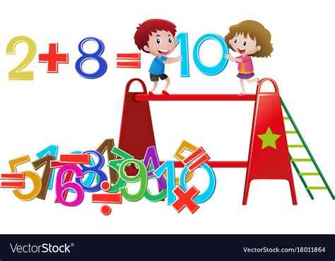 Boy And Girl Solving Math Problem Royalty Free Vector Image