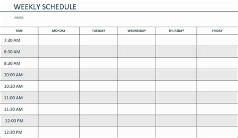 Blank Weekly Am Pm Schedule Template Riset