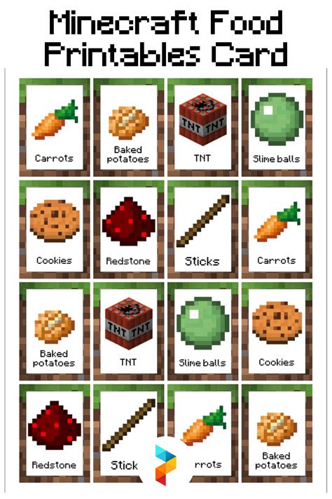 Free Minecraft Food Card Printables