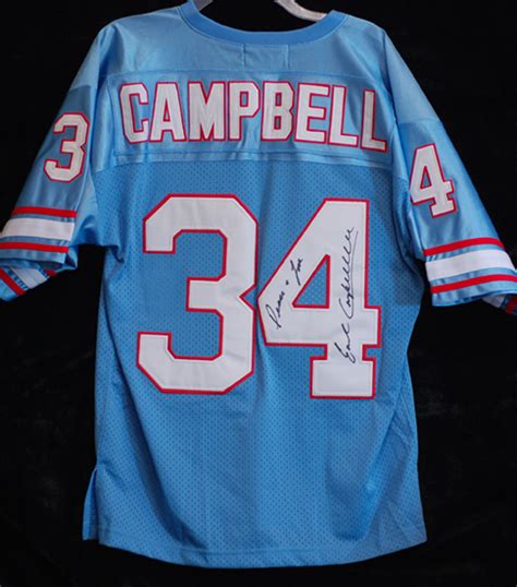 Lot Detail Earl Campbell Signed Oilers Jersey Inscribed Peace And Love