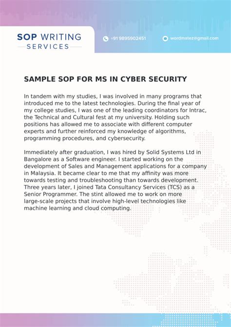 Sop For Ms In Cyber Security Examples Pdf 2023