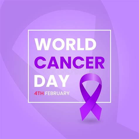 Th February World Cancer Day Vector Illustration Purple Ribbon And