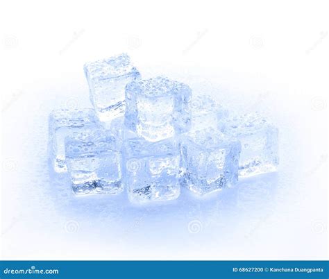 Cube Of Blue Ice Isolated On A White Background Stock Photo Image Of