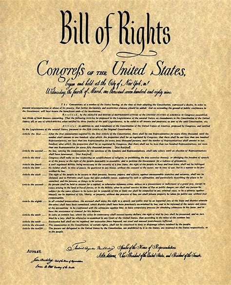 Printable Bill Of Rights Amendments 1 10
