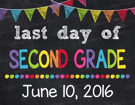 Last Day Of Second Grade Sign Last Day Of School Chalkboard Sign Prin