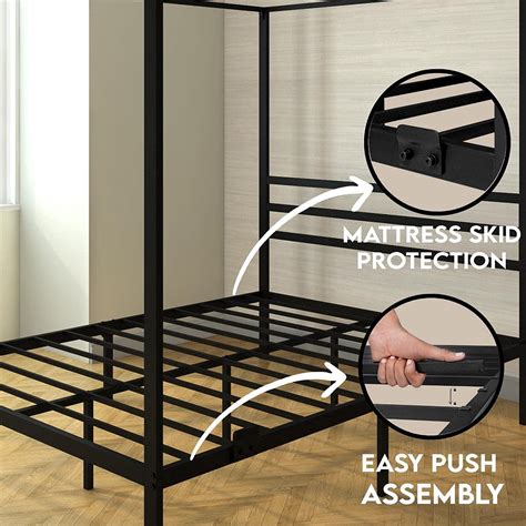 Buy Castlebeds Canopy Queen Metal Bed Frame With Headboard Platform Wrought Iron Heavy Duty