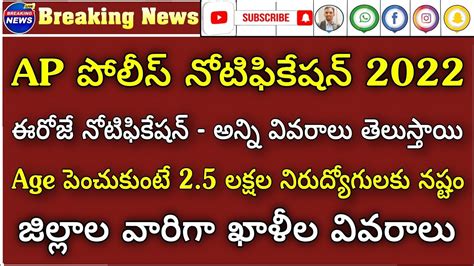 Ap Police Notification 2022 Full Details జలలల వర ఖళల Age