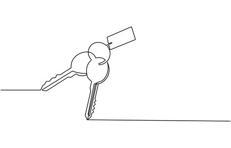 continuous one line drawing of keys. Real estate keys icon. Success