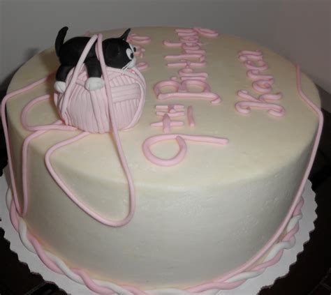 Spray 2 muffin tin cups with cooking spray. Sweet T's Cake Design: Black & White Cat on Pink Ball of ...