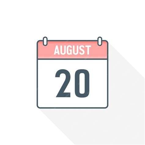 Premium Vector 20th August Calendar Icon August 20 Calendar Date