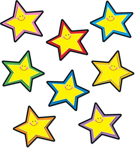 Carson Dellosa 36 Piece Colorful Stars Bulletin Board Cutouts Yellow Smiley Face Cutouts For