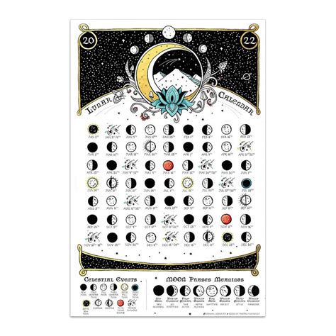 Buy Hayay Wall Calendar 2022 Hangable Moon Phase Calendar Print Poster