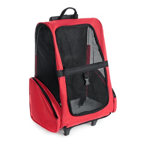 Large Breathable Pet Carrier Backpack Travel Pet Stroller With 2 Wheels