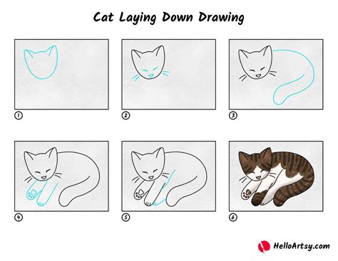 Cat Laying Down Drawing Helloartsy