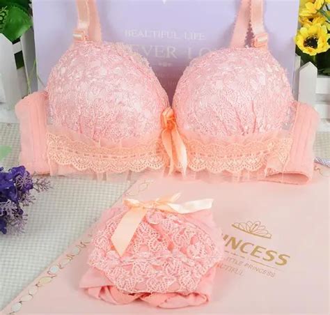 wriufred cotton cute girl bra set sexy lace embroidery lingerie sets adjusted push bra small