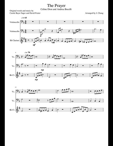 The music was written by james henry fillmore and eleanor allen schroll. The Prayer (Celine Dion and Andrea Bocelli) sheet music for Clarinet, Cello download free in PDF ...