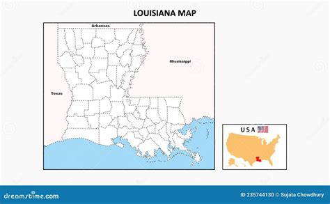 Louisiana Map Political Map Of Louisiana With Boundaries In Outline