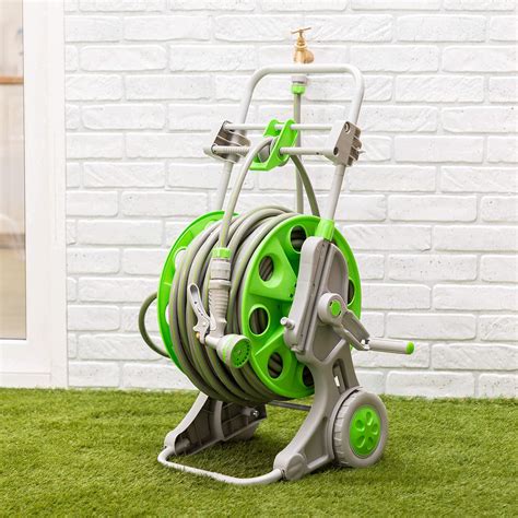 Buy Alfresia Portable Garden Hose Reel Set 30m 60m With 9 Setting Spray And Auto Wind Up Guiding