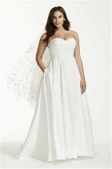 Discount Strapless Ruched Bodice Empire Waist Plus Size Wedding Dress