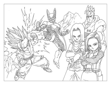 Fairy tales, animated films, flowers, anime, training coloring pages, nature, vegetables and fruit, cars, trees, animal, etc. Songohan Cell And Ciborg - Dragon Ball Z Kids Coloring Pages