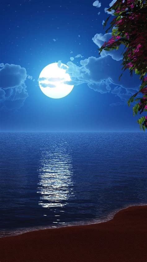 Moon Night With Sky And Lake Moon Night Sky Lake Nature Art Hd