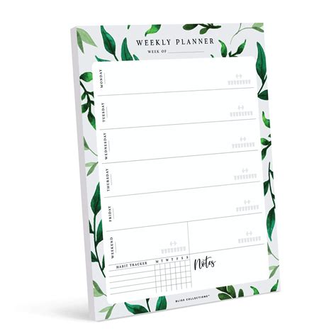 Buy Bliss Collections Weekly Planner Greenery Watercolor Undated Tear