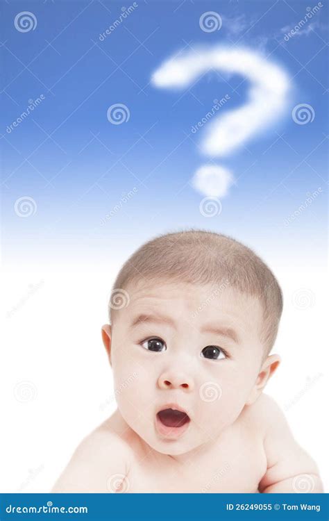Aziatische Baby Met Vraagteken Stock Afbeelding Image Of Vraag