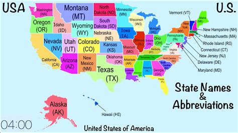 🔴 50 Usa State Name Abbreviation Map Location Shape Us United