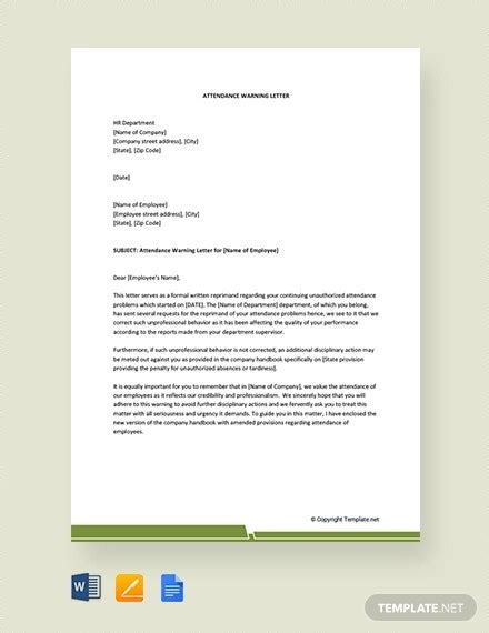 Attendance Warning Letter Template 11 Word Pdf Format Download