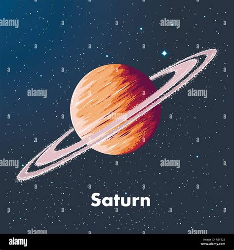 Croquis Dessinés à La Main De La Planète Saturne Dans La Couleur Dans