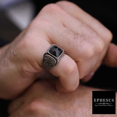 Mens Pinky Ring 925 Sterling Silver Onyx Ring Handmade Ring Etsy