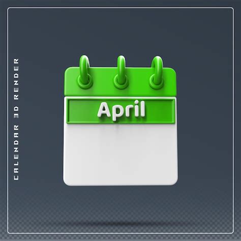 Premium Psd April Calendar Empty 3d Render