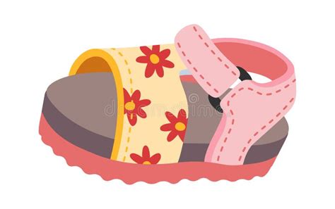 Summer Sandal Shoe For Kids Flat Illustration Fashionable Footwear