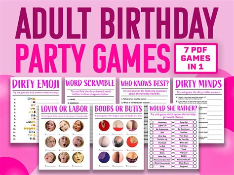 Adult Birthday Games For Her Printable Adult Games Birthday Party Game Games For Adults Her