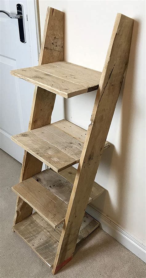 Rustic Mini Ladder Shelf: 4 shelves Pallet Wood Farmhouse: Amazon.co.uk