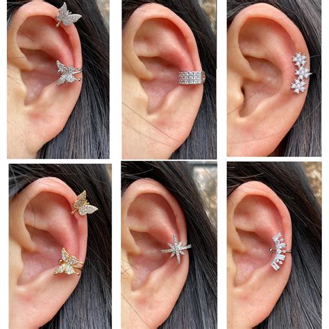 Pc Helix Cartilage Conch Fake Without Piercing Ear Cuffs Earcuff Wrap