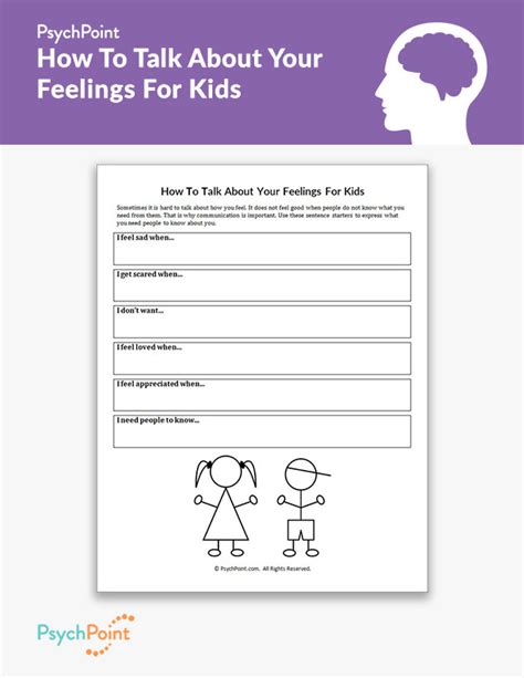 How To Talk About Your Feelings For Kids Worksheet Psychpoint